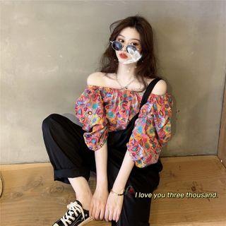 Puff-sleeve Floral Top / Jumper Pants / Jumper Shorts