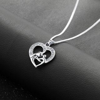 Mother & Daughter Rhinestone Heart Necklace