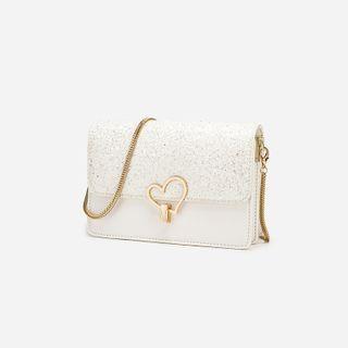 Glitter Panel Faux Leather Crossbody Bag