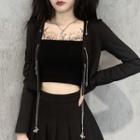 Chained Lace-up Cardigan