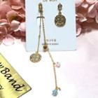 Non-matching Alloy Disc Faux Crystal Fringed Earring As Shown In Figure - One Size