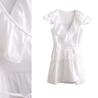 Ruffled Sleeveless Dress With Sash