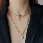 Alloy Padlock Pendant Layered Necklace As Shown In Figure - One Size