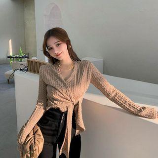 V-neck Tied Knit Top