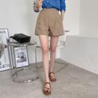 Colored Linen-blend Wide-leg Shorts