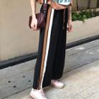 Set : Print Short-sleeve T-shirt + Panel Wide Leg Pants