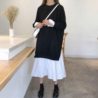 Mock Two-piece Midi Sweatshirt Dress