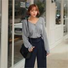 V-neck Embroidered Dip-back Cardigan