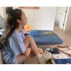 [dearest] Wide-leg Terry Sweatshorts Sky Blue - One Size
