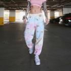High-waist Tie-dyed Floral Print Sweatpants