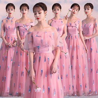 Embroidered A-line Mesh Evening Gown (various Designs)