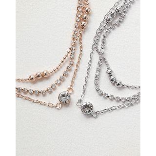 Rhinestone 3-strand Chain Bracelet