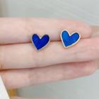 Heart Stud Earring 1 Pair - Blue - One Size