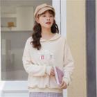 Japanese Character Print Hoodie Almond - One Size