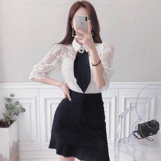 Laced Blouse With Scarf