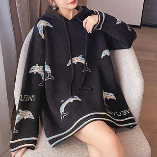 Dolphin Print Hooded Sweater
