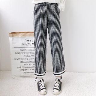 Houndstooth Straight-fit Pants As Shown In Figure - One Size