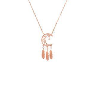 925 Sterling Silver Dream Catcher Necklace Rose Gold - One Size