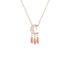 925 Sterling Silver Dream Catcher Necklace Rose Gold - One Size