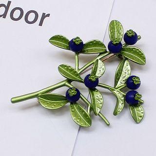 Leaf & Blueberry Brooch Green - One Size