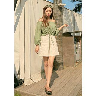 Band-waist Zipped Cotton Shorts