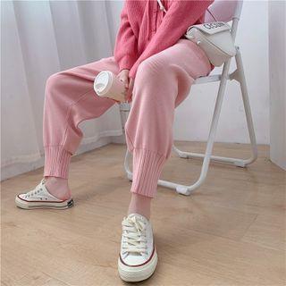 Plain Knit Cropped Harem Pants
