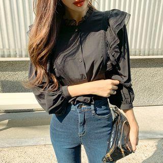 Lace-trim Frill-layered Blouse