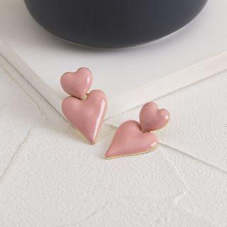Heart Stud Earrings Pink - One Size