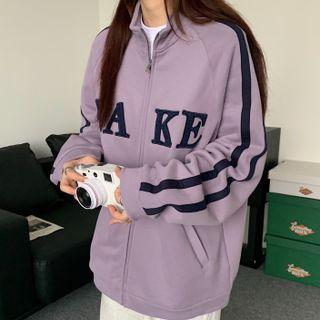 Letter Embroidered Zipped Jacket