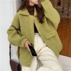 Faux Shearling Jacket Green - One Size
