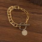 Lettered Pendant Chain Bracelet Gold - One Size