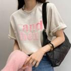 Short-sleeve Letter-embroidered T-shirt