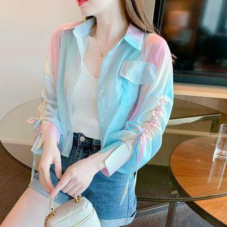 Set: Drawstring Chiffon Shirt + Camisole Top