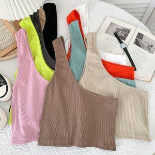 Asymmetrical One-shoulder Crop Tank Top In 9 Colors