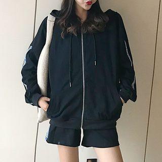 Lettering Trim Zip Hoodie / Lettering Trim Shorts