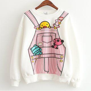 Printed Mock Two-piece Sweatshirt