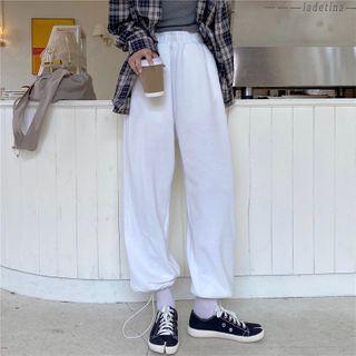 Plain Drawstring-cuff Jogger Sweatpants