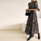 Leopard Maxi Surplice-wrap Dress Light Khaki - One Size