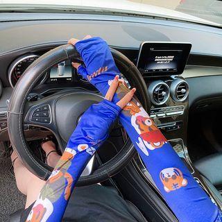 Print Sun Protection Arm Sleeves Tiger - Dark Blue - One Size