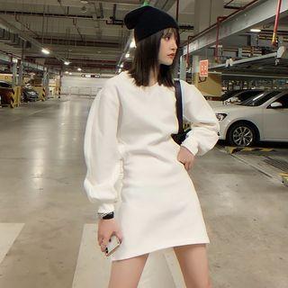 Cut-out Lantern-sleeve Mini A-line Dress