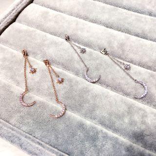 Moon Rhinestone Drop Earring