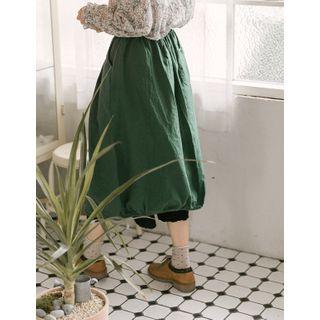 Band-waist Pintuck-front Skirt