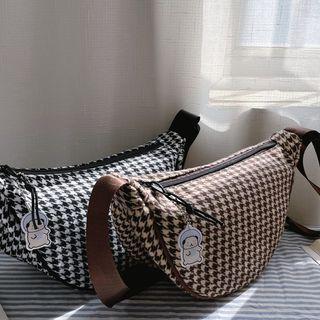 Houndstooth Canvas Crossbody Bag / Bag Charm / Set