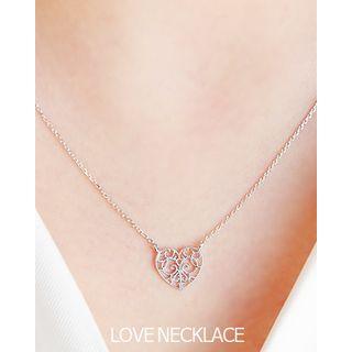 Openwork-heart Pendant Silver Necklace