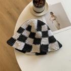 Checkered Woven Cloche Hat