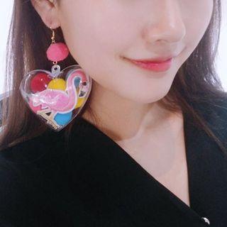 Embroidered Heart Drop Earring