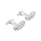 Fashion Retro Hollow Pattern Geometric Cufflinks Silver - One Size