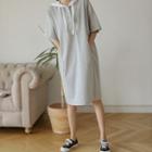 Contrast-hood Oversized Long Dress