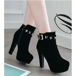 Cross Stud High-heel Ankle Boots