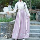 Traditional Chinese Long-sleeve Top + Maxi Skirt